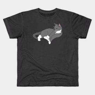 Gray and White Tuxedo Cat Kids T-Shirt